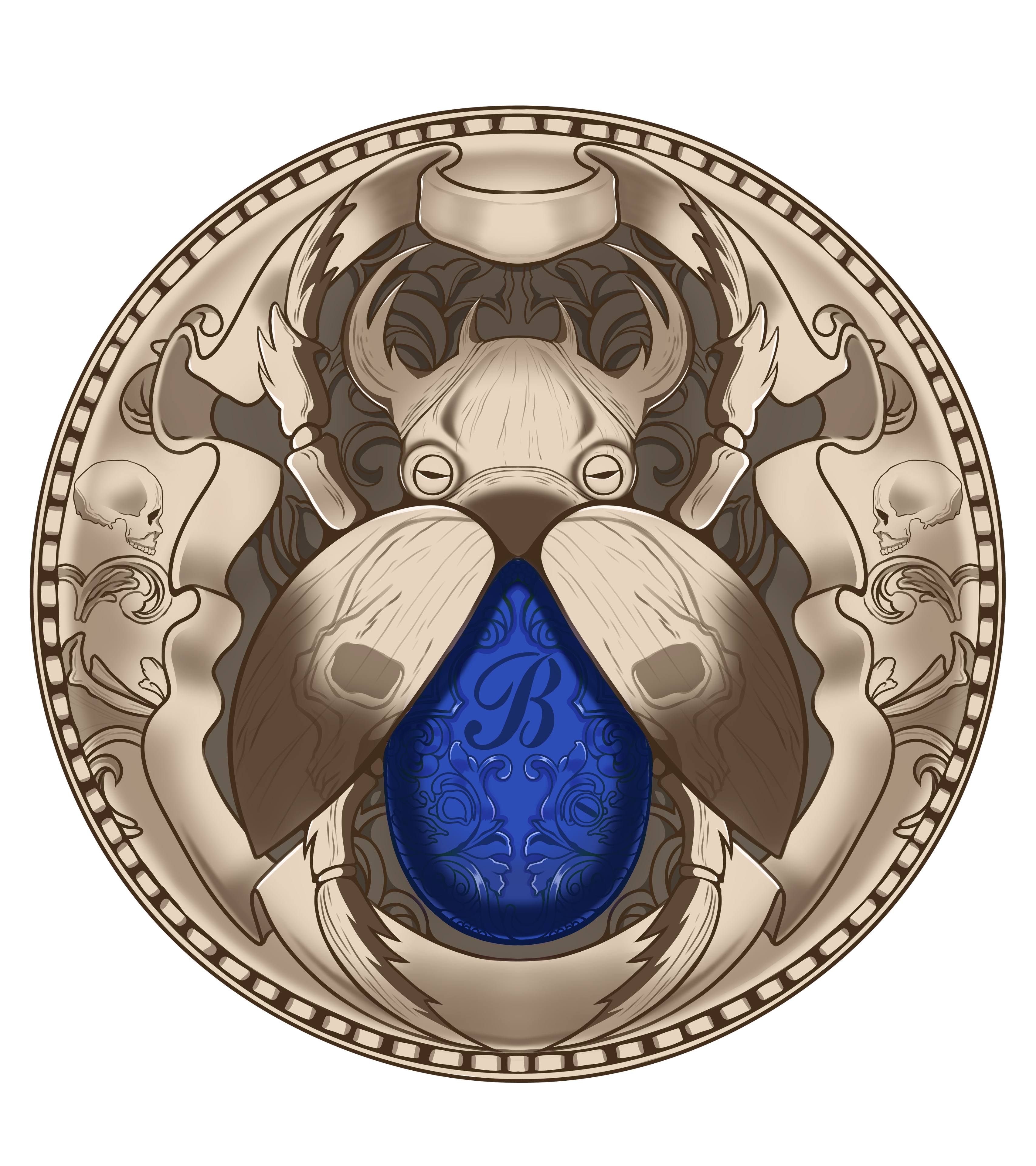 Blue scarab coin