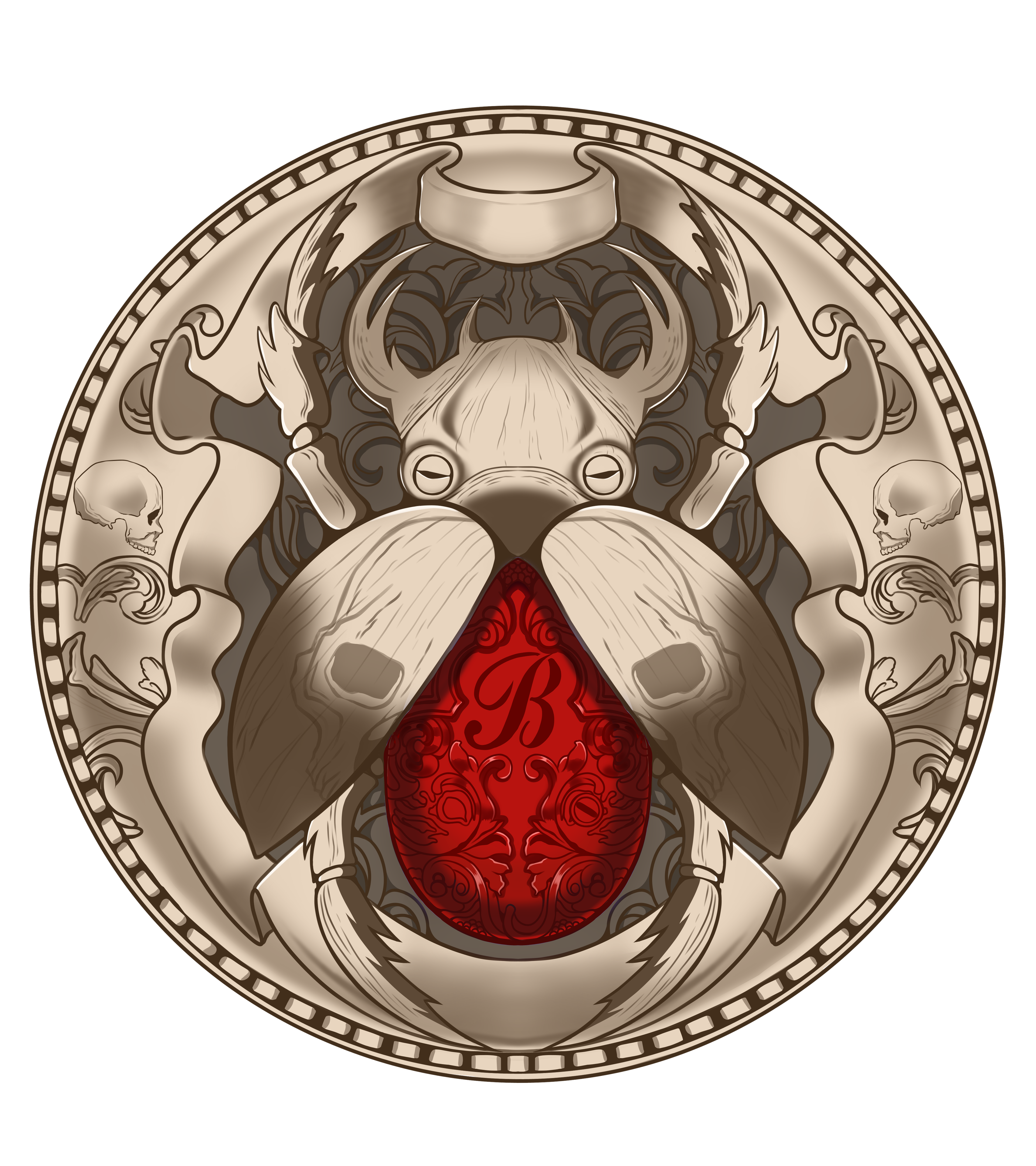 Red scarab coin